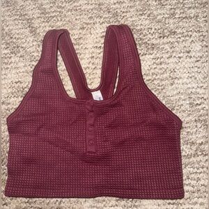 Aerie Deep Red Textured Sports Bra